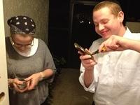 Helping install the shabbos lock.