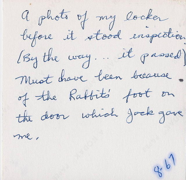 Leslie Cohn, N.A.S. Jacksonville, FL - Dec, 1968, Locker (back)