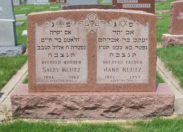 Sally and Jake Klutz Headstone