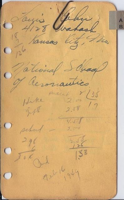 Louis Cohn notebook from School of Aeronautics