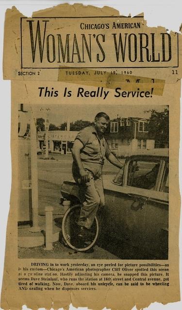 Dave Steinlauf Unicycle Bike Bicycle, 1960.  See notes.