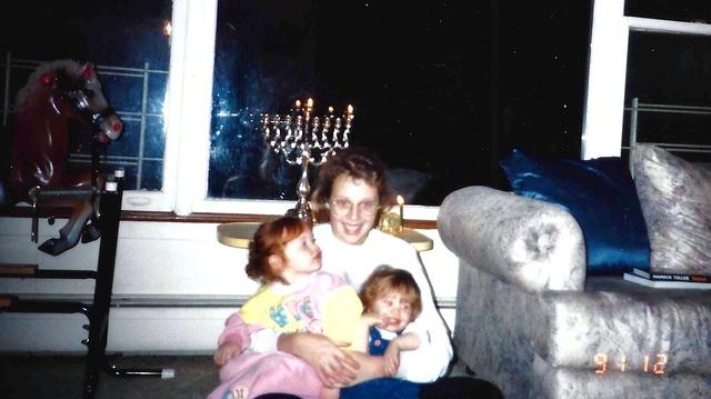 Naomi Weiss Cohn with Chana Perel Feit and Rivka Tziporah Feit Gluck, 1991