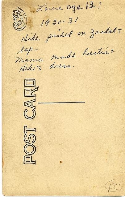 Louis Cohn age 13, 1930.  Hike Cohn Schulman pished on Kolman's lap