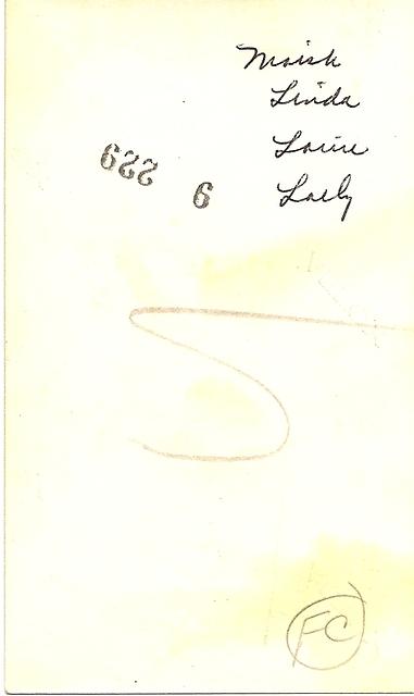 Morris Tulchinsky holding Linda
Louie Cohn holding Les, April 18, 1948 (back)