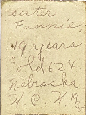 Fannie Cohn Cohen Sister, 624 Nebraska, KCK 1935 (19 years old)