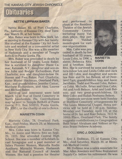 2002 Marietta Ritz Cohn Obituary