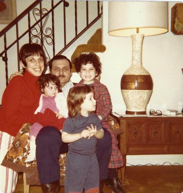1974 Rosh Hashana Barbara Solomon Clootz, Larry Clootz w Tricia Clootz Dyhouse on his lap,  Greg Clootz, Amy Cohn Jacobson