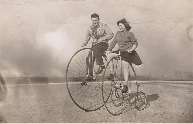 Charles/Charlie Steinlauf & Ruthie Steinaluf Schuster on bike