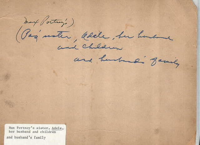 Max Portnoy's sister, Adele, her husband and children and husband's family (back)