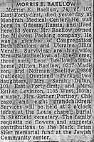 Morris Baellow, Obituary