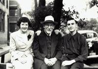 Frieda Fritzi Schuman Dougoll, Bernard Steinlauf (Shlomo Ber), Ellis Schuman at 1250 S. Karlov Ave, Chicago, 1951