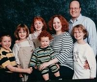 Rachel Weiss Feit and Peretz Feit with Chana Chani Perel (12), Rivka Tzipporah Tzippi (10), Meir Sheftal (9), Chaya Yehudis Hudi (6),  Yitzchok Yitzi Shlomo (2), 1999