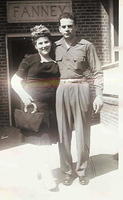 Marietta & Louis Cohn in front of their apt in Norfolk, VA. Sept 9, 1945